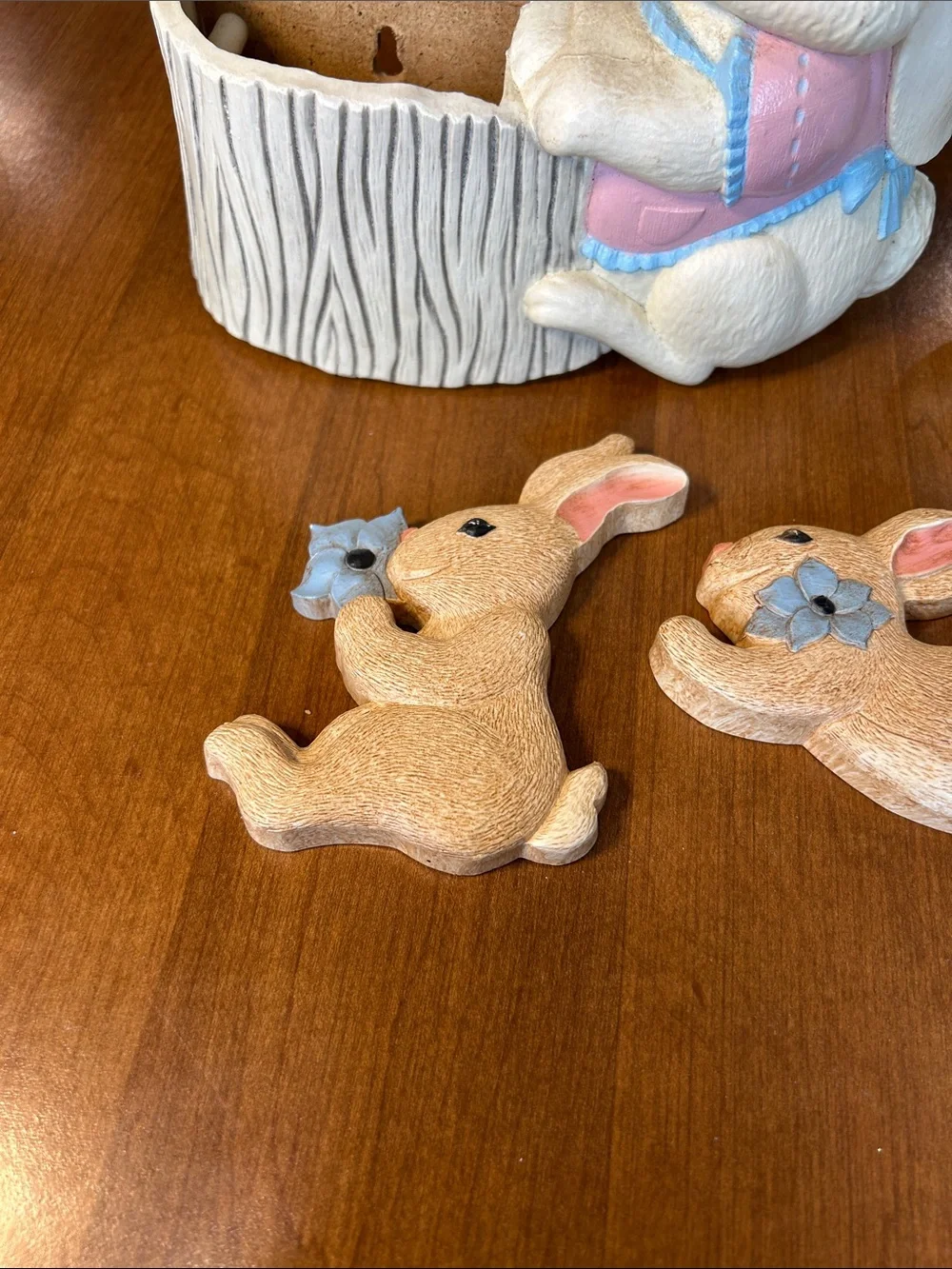 Vintage Homco Burwood  Bunny Decor with Pastel Blue & Pink Accents